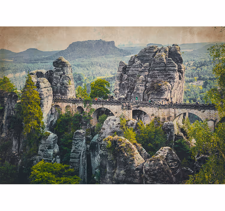 Store enrouleur salon pont en pierre dans les montagnes - TenStickers