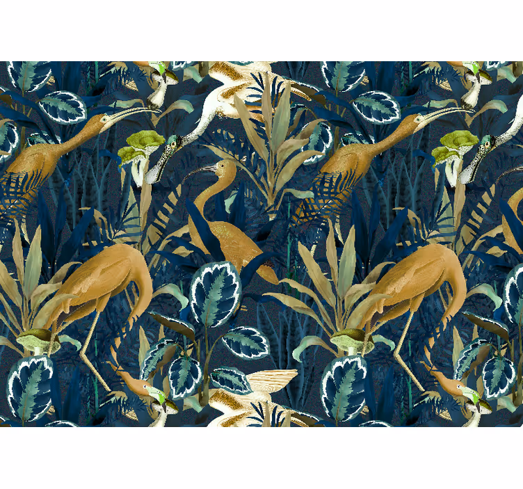 Store enrouleur salon oiseaux dans les feuilles jungle - TenStickers