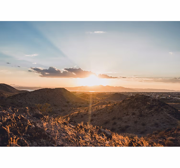 Store enrouleur salon coucher de soleil dans le désert - TenStickers