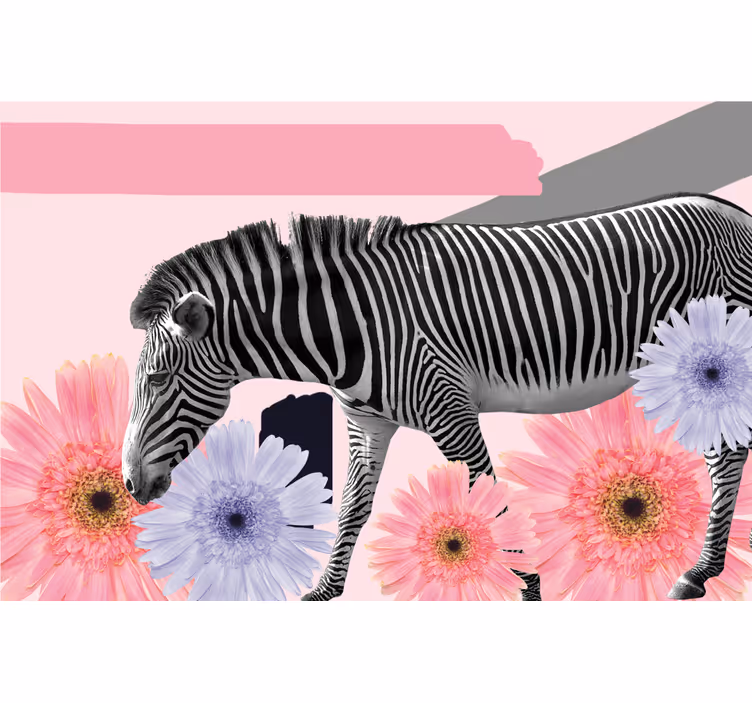 Store enrouleur salon collage style peinture zèbre - TenStickers