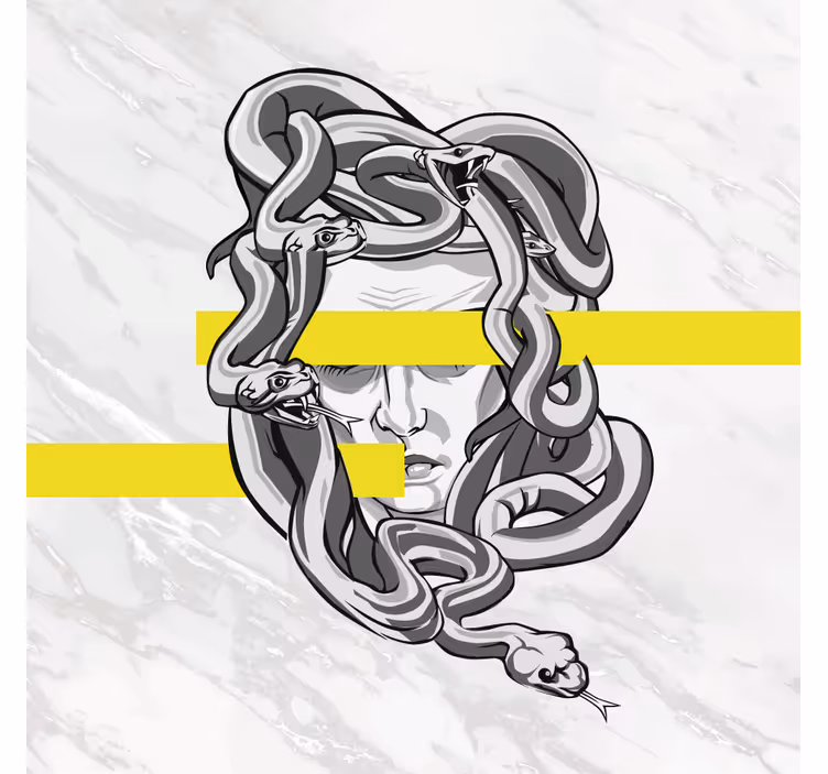 Store enrouleur salon méduse blanche à rayures jaunes - TenStickers