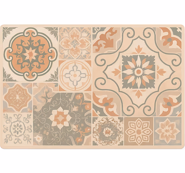 Store enrouleur beige carreaux de ciment diverses tailles - TenStickers
