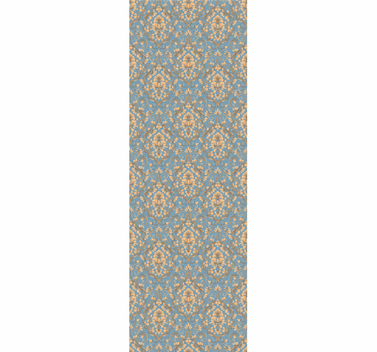 Store à enrouleur vintage motif feuilles dorées turquoise - TenStickers