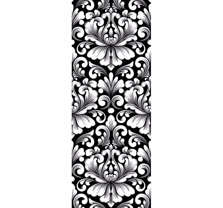 Store à enrouleur vintage design damassé noir et blanc - TenStickers