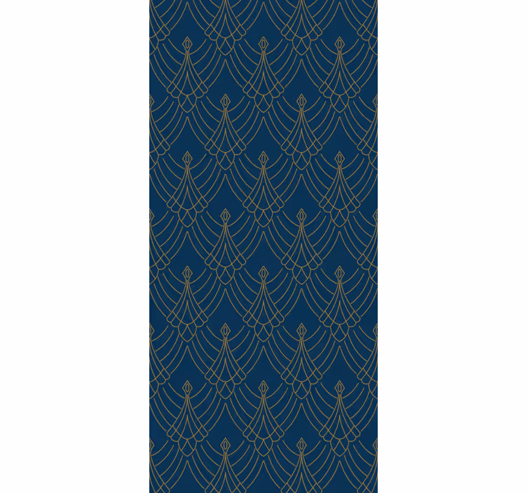 Store à enrouleur vintage style décor art bleu et or - TenStickers