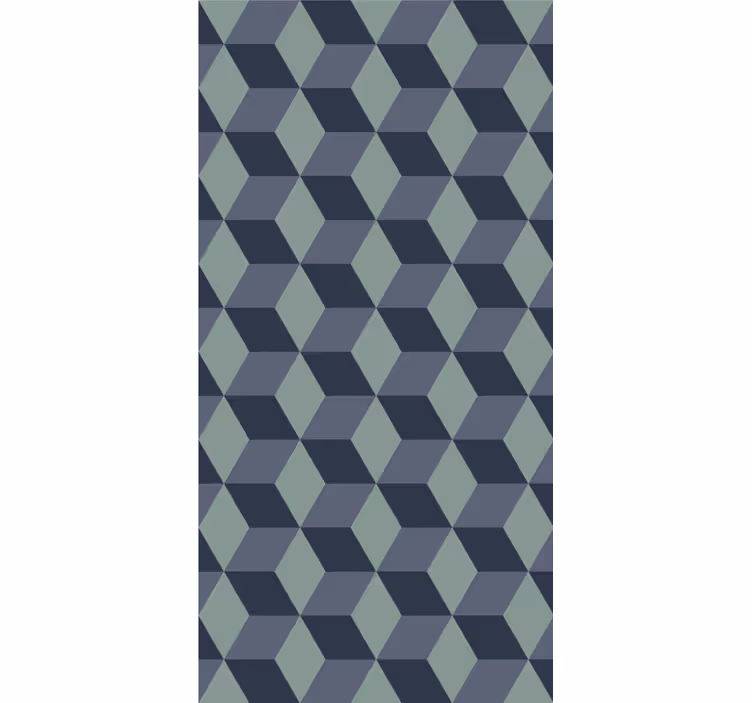 Store à enrouleur vintage motif cubes rétro bleus - TenStickers