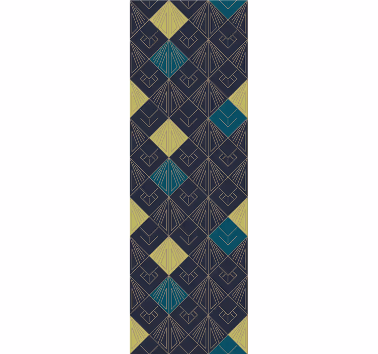 Store à enrouleur vintage motif art déco bleu et gris - TenStickers