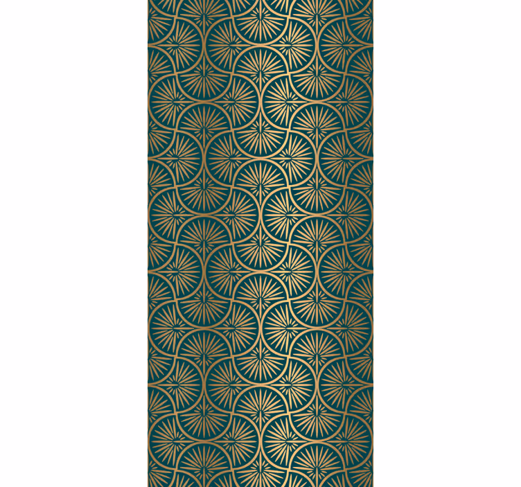 Store à enrouleur vintage style décor art turquoise et or - TenStickers