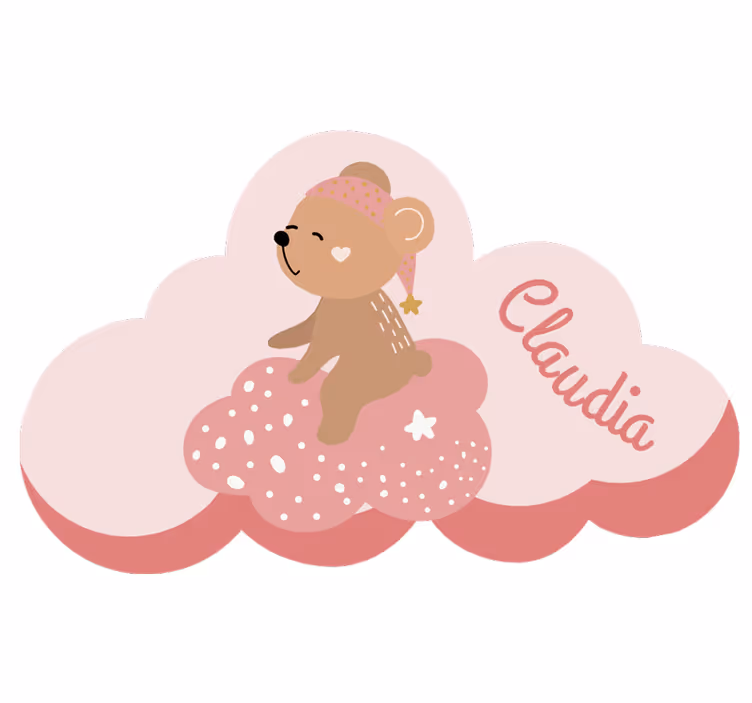 Store enrouleur rose tapis vinyle ours personnalisé rose - TenStickers