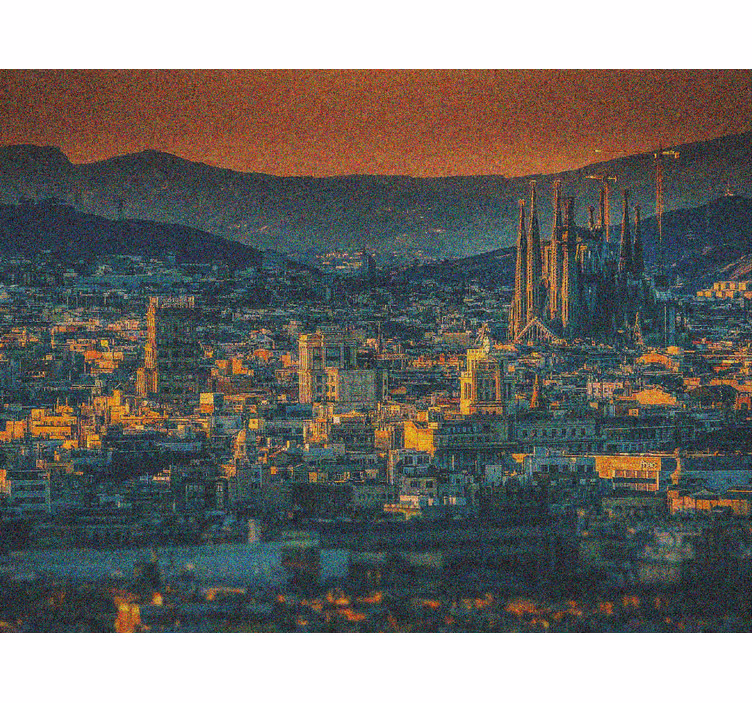 Store enrouleur salon barcelone vue aérienne nuit - TenStickers