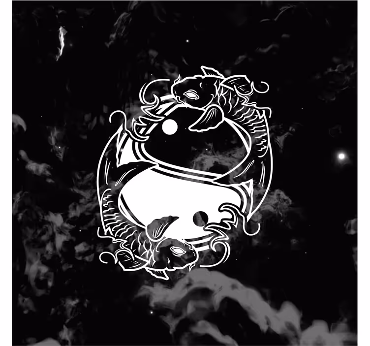 Store enrouleur salon poissons balance yin yang - TenStickers