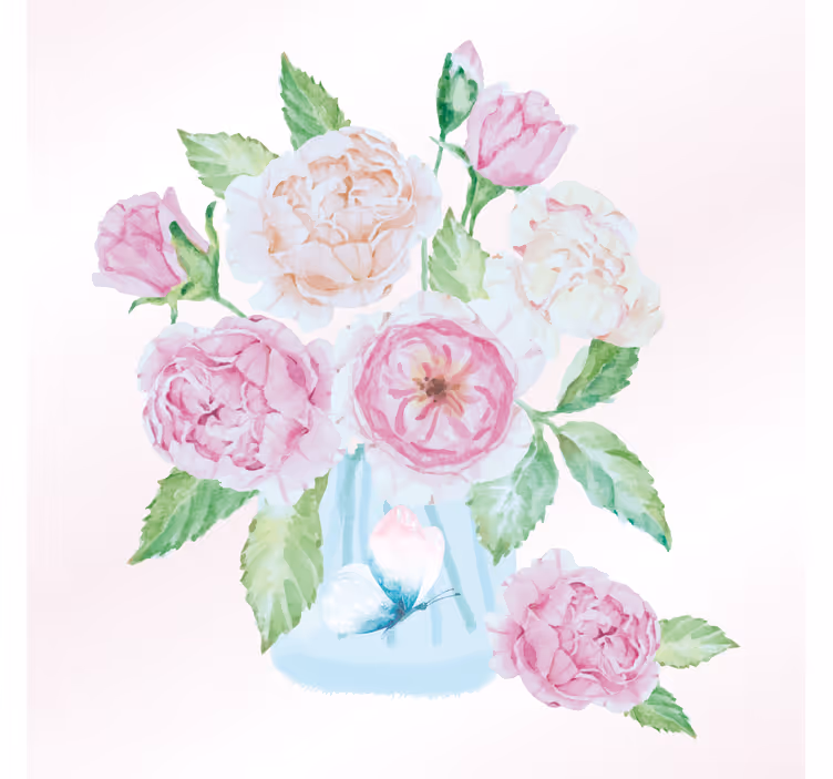 Store enrouleur salon pot de fleurs et papillon - TenStickers