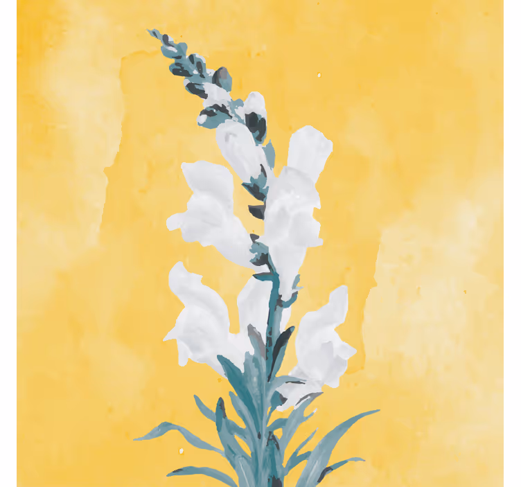 Store enrouleur salon fleurs blanches sur fond jaune - TenStickers