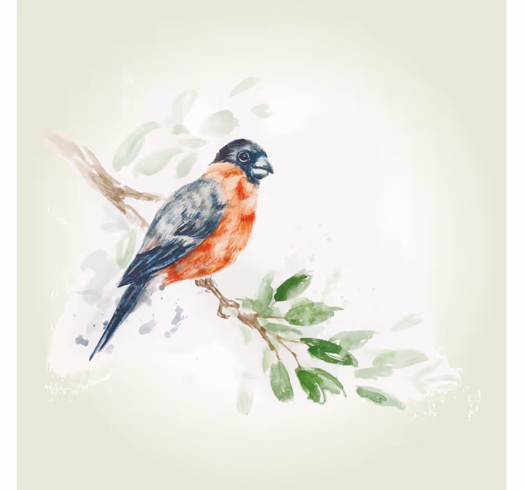 Store enrouleur salon tableau pastel oiseau branche - TenStickers