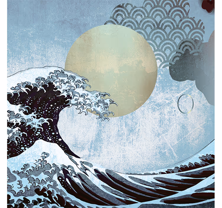 Store enrouleur salon art oriental des vagues - TenStickers