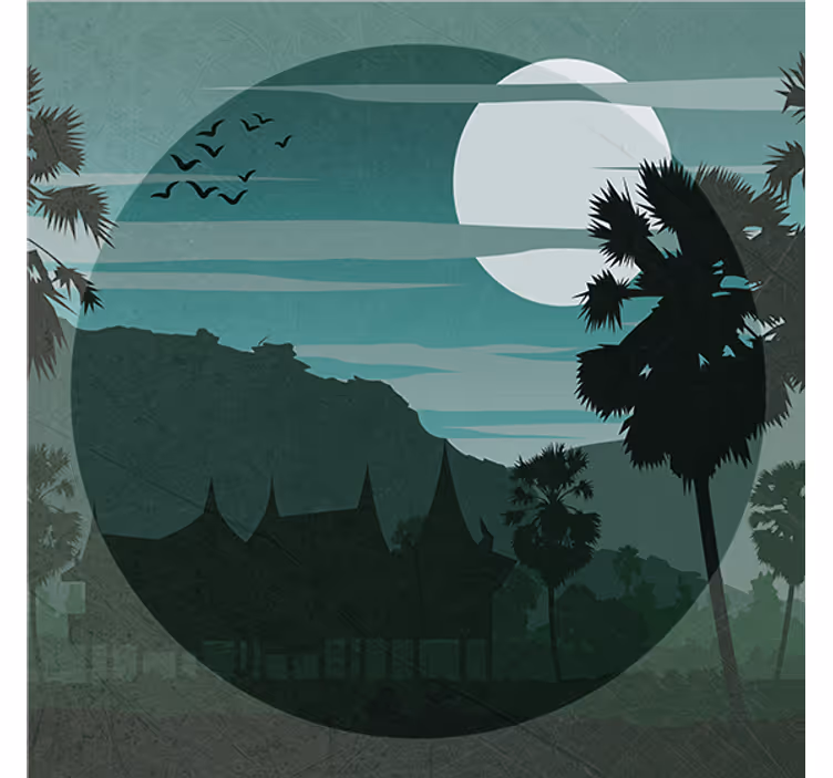 Store enrouleur salon vue de paysage oriental - TenStickers