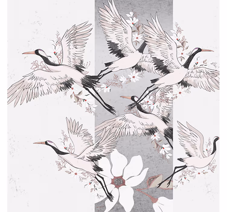 Store enrouleur salon oiseaux orientaux artistiques - TenStickers