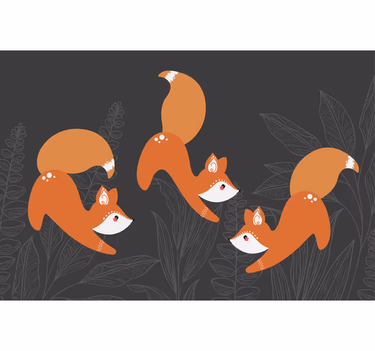 Store enrouleur salon renards scandinaves en forêt - TenStickers