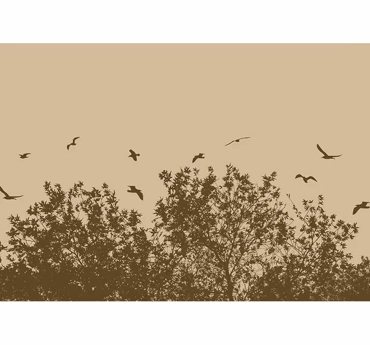 Store enrouleur beige fleurs de printemps avec oiseaux - TenStickers