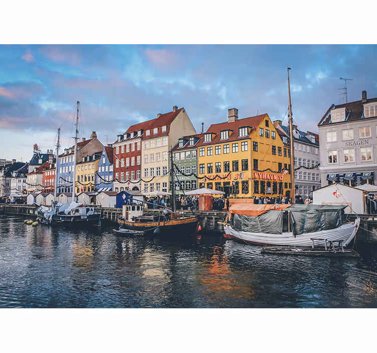 Store enrouleur chambre maisons de copenhague et bateaux - TenStickers