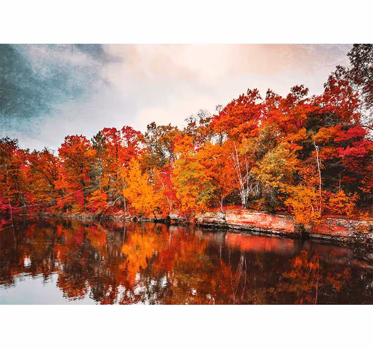 Store enrouleur chambre reflet de forêt d'automne - TenStickers