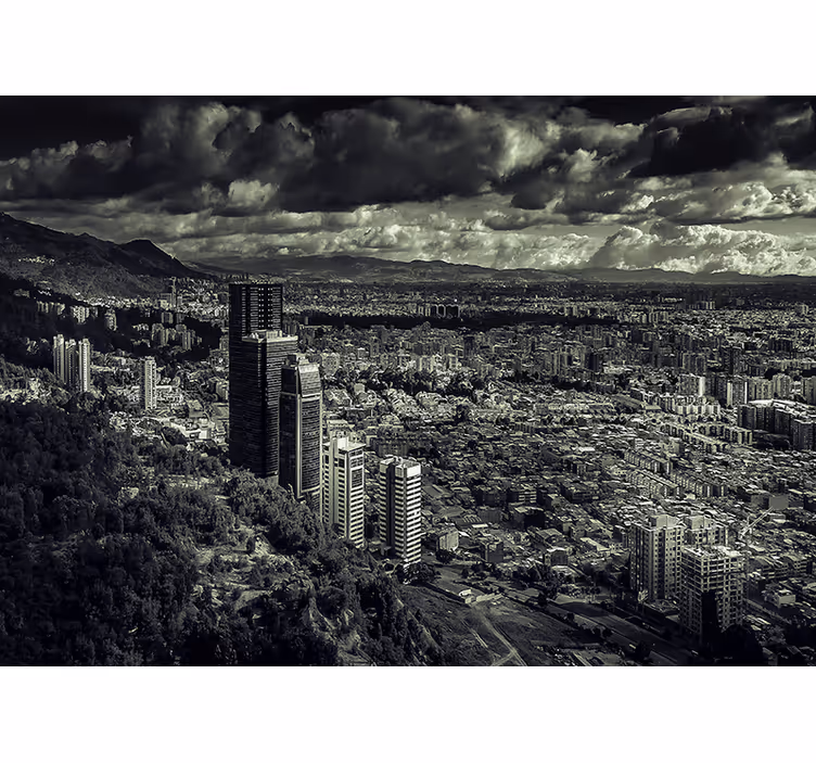 Store enrouleur chambre vue sur la ville de bogota - TenStickers