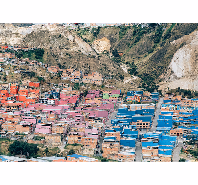 Store enrouleur chambre maisons colorées à bogota - TenStickers
