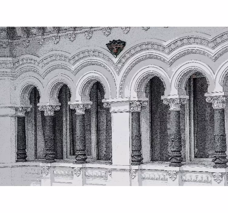Store enrouleur salon architecture ancienne 3d - TenStickers