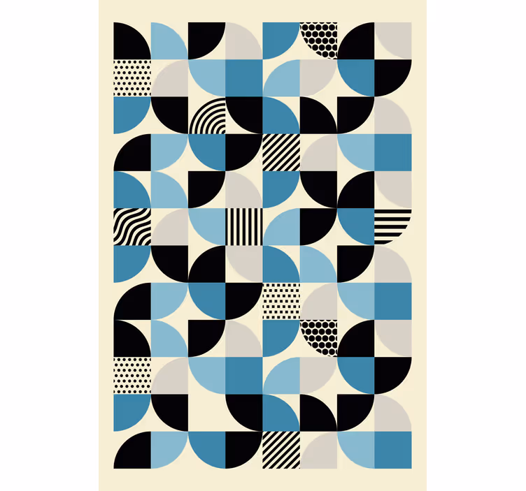 Store enrouleur salon motif bauhaus bleu rétro - TenStickers