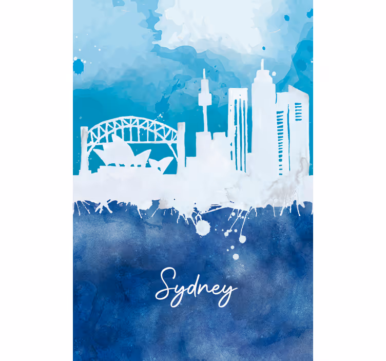 Store enrouleur salon skyline sydney aquarelle - TenStickers