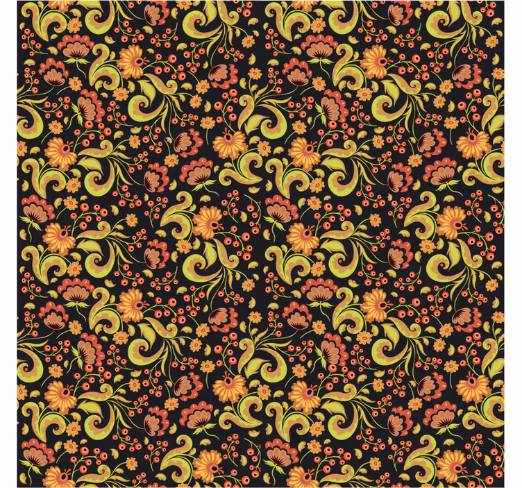 Store enrouleur chambre style russe floral jaune et rouge - TenStickers