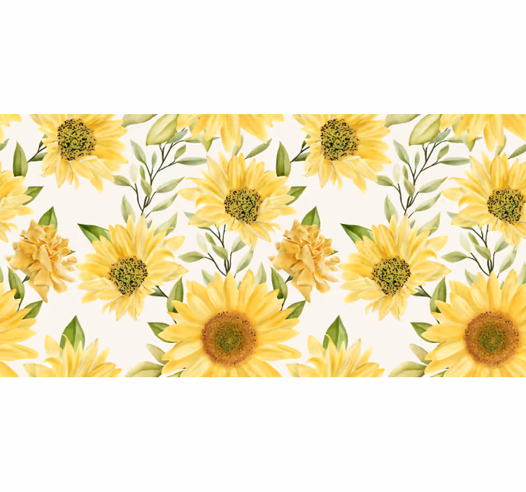 Store enrouleur chambre fond blanc tournesols - TenStickers