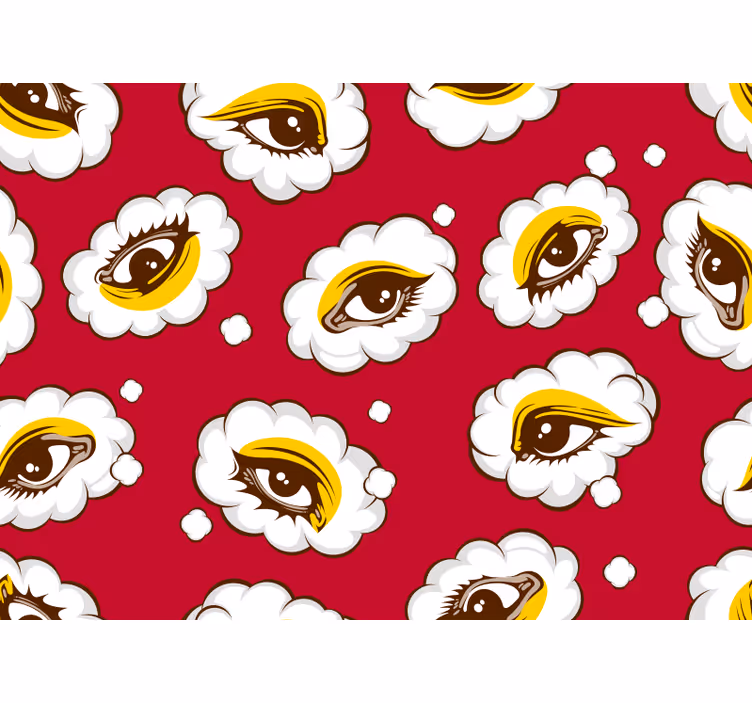 Store enrouleur chambre motif yeux des années 70 - TenStickers