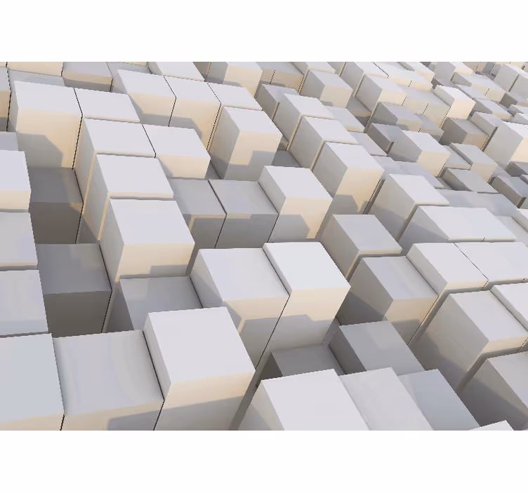 Store enrouleur blanc cubes blancs minimalistes bordés noir - TenStickers