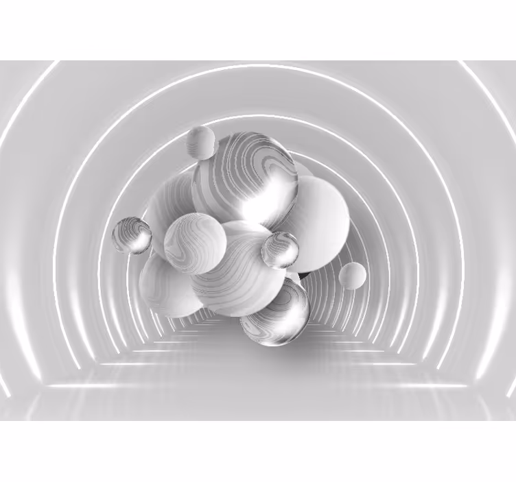 Store enrouleur blanc boules blanches sur tunnel - TenStickers