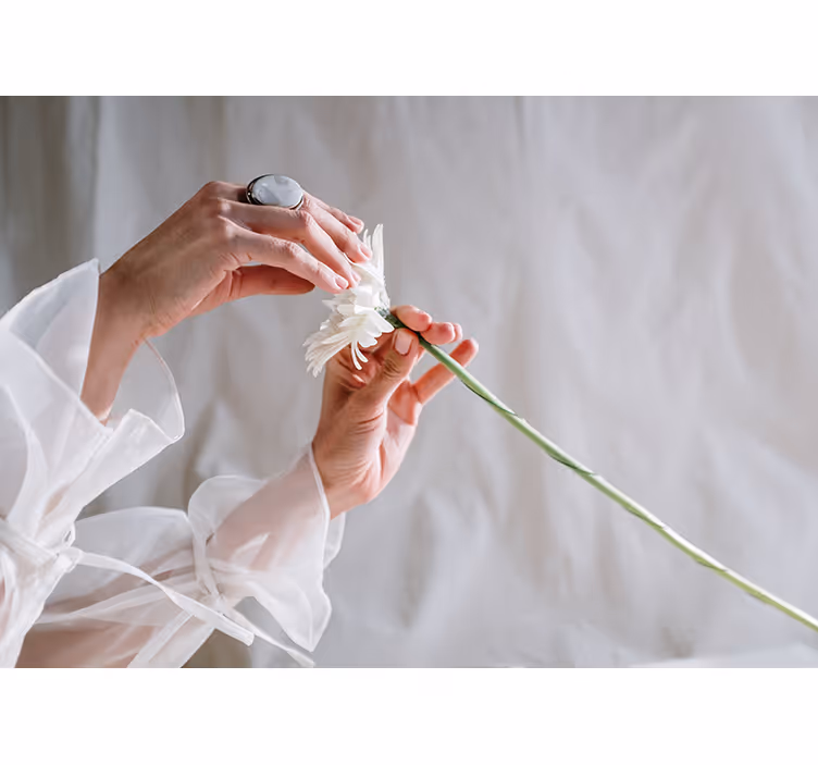 Store enrouleur blanc fleur artistique - TenStickers