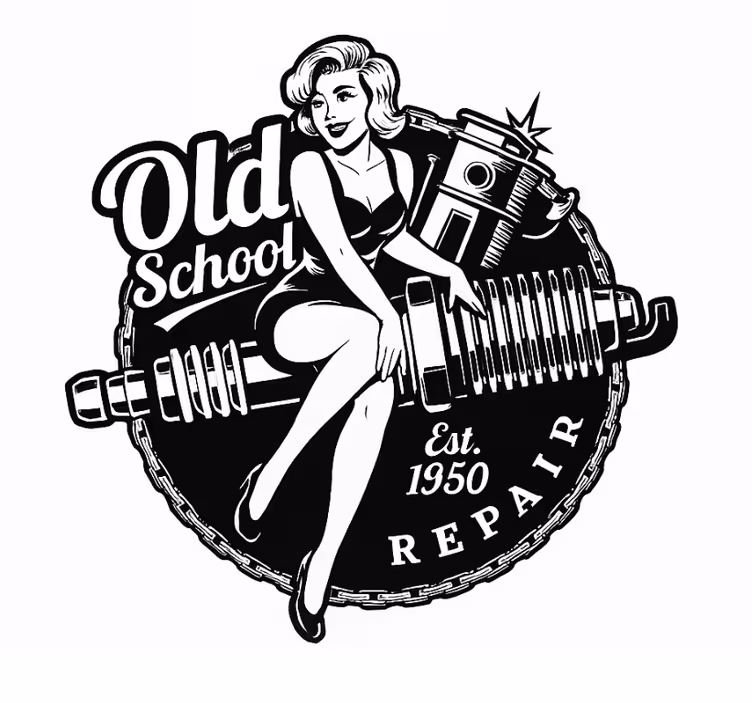 Store enrouleur salon garage vintage pinup - TenStickers