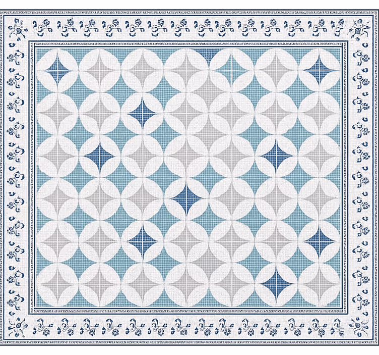 Store enrouleur salon effet carrelage bleu vintage - TenStickers