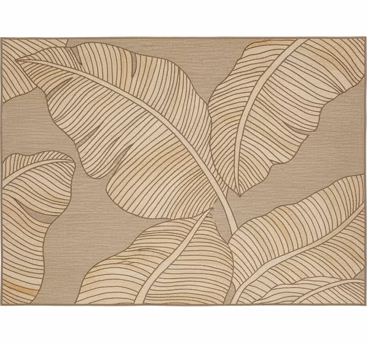 Store enrouleur salon design grandes feuilles beiges - TenStickers