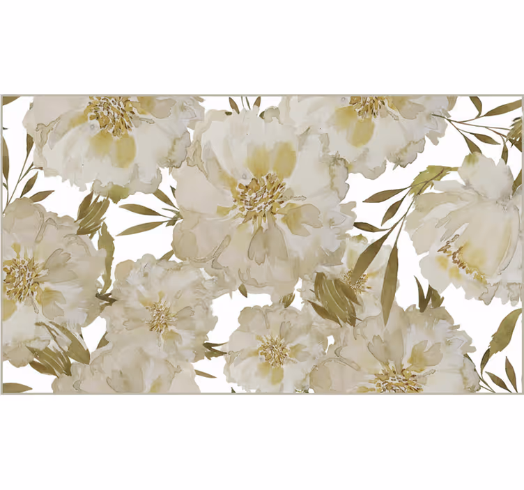 Store enrouleur salon fleurs blanches grandes - TenStickers