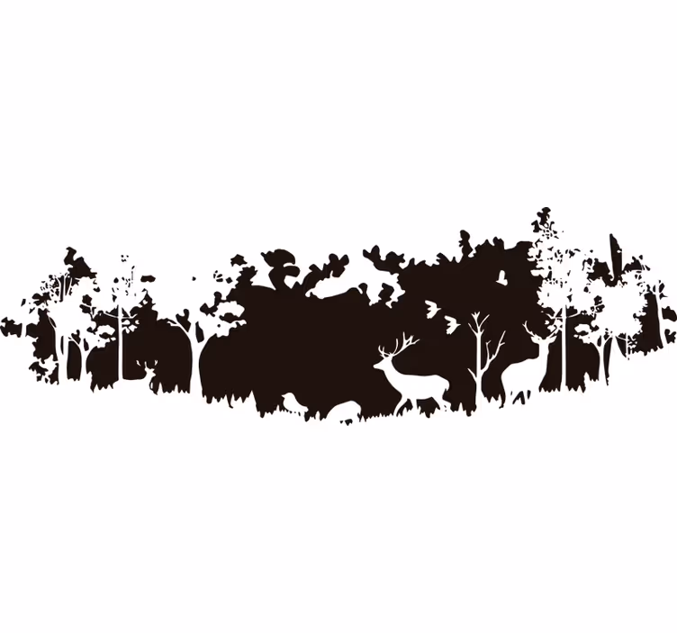 Store enrouleur chambre silhouette de paysage forestier - TenStickers