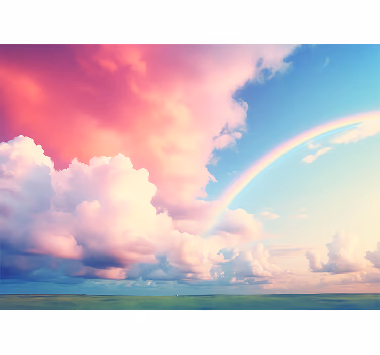Store enrouleur pour chambre enfant ciel nuageux arc-en-ciel - TenStickers