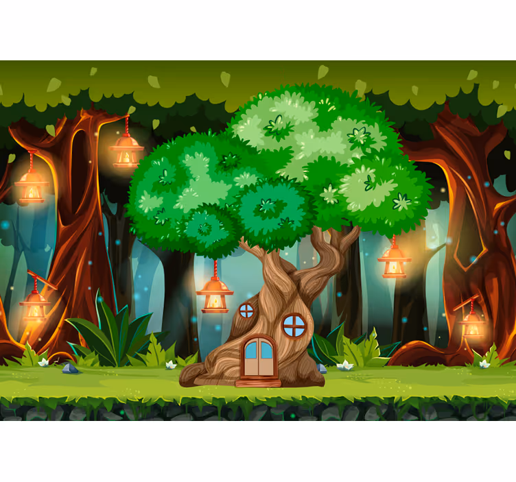Store enrouleur pour chambre enfant maison arbre féerique - TenStickers