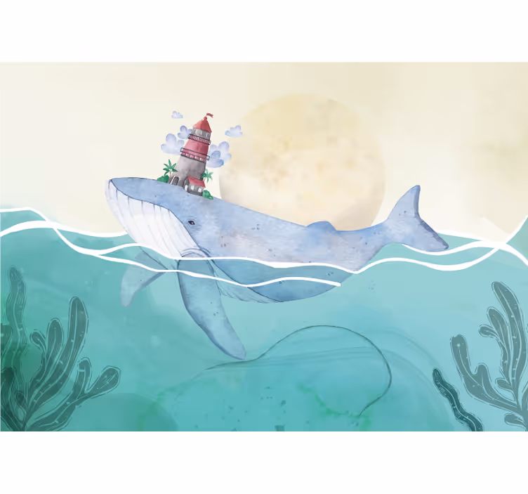 Store enrouleur pour chambre enfant baleines scandinaves - TenStickers