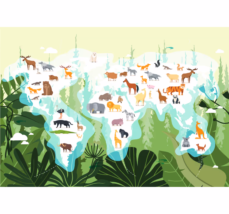 Store enrouleur pour chambre enfant carte du monde nordique - TenStickers