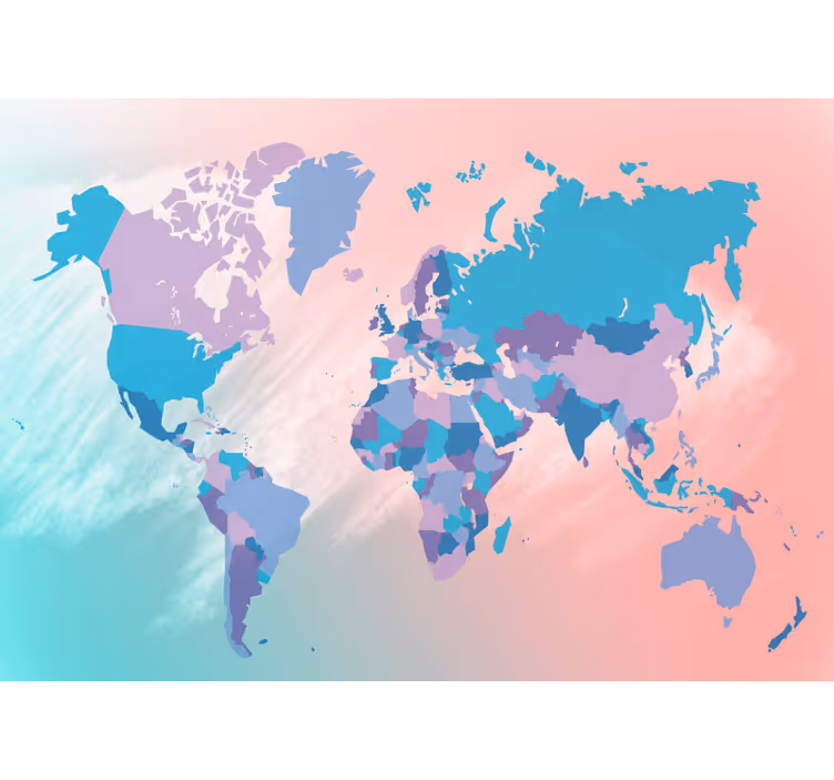 Store enrouleur pour chambre enfant carte du monde pastel - TenStickers
