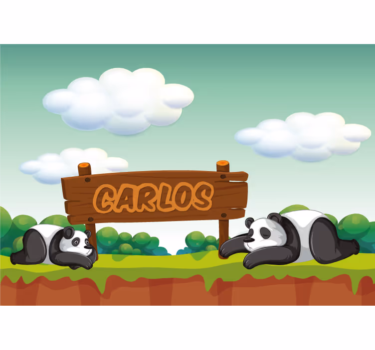 Store enrouleur pour chambre enfant nom personnalisé panda - TenStickers