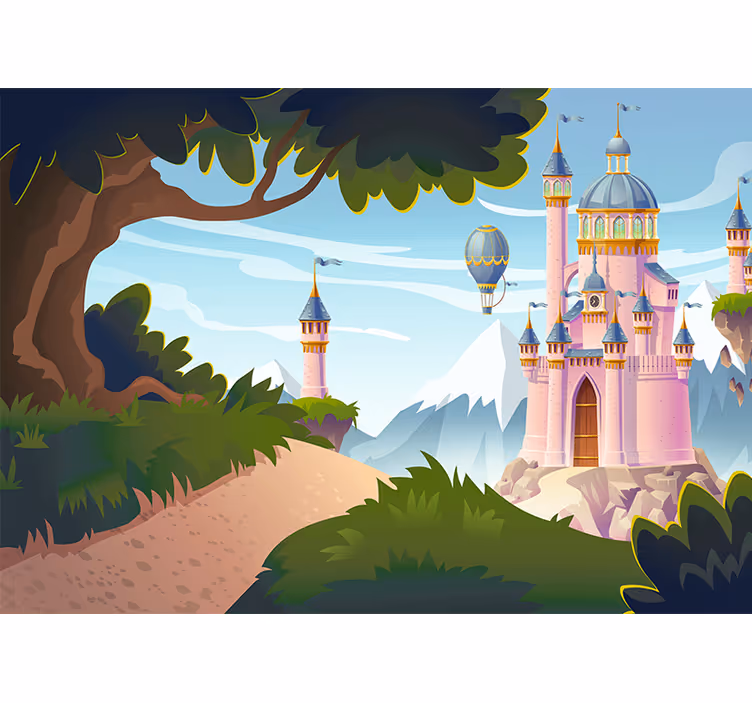 Store enrouleur pour chambre enfant château magique rose - TenStickers