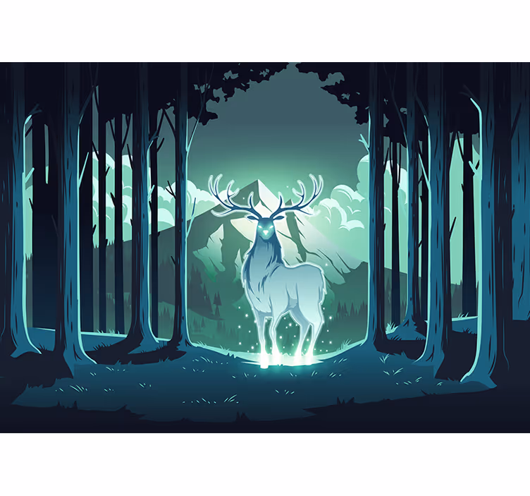 Store enrouleur pour chambre enfant cerf magique en forêt - TenStickers
