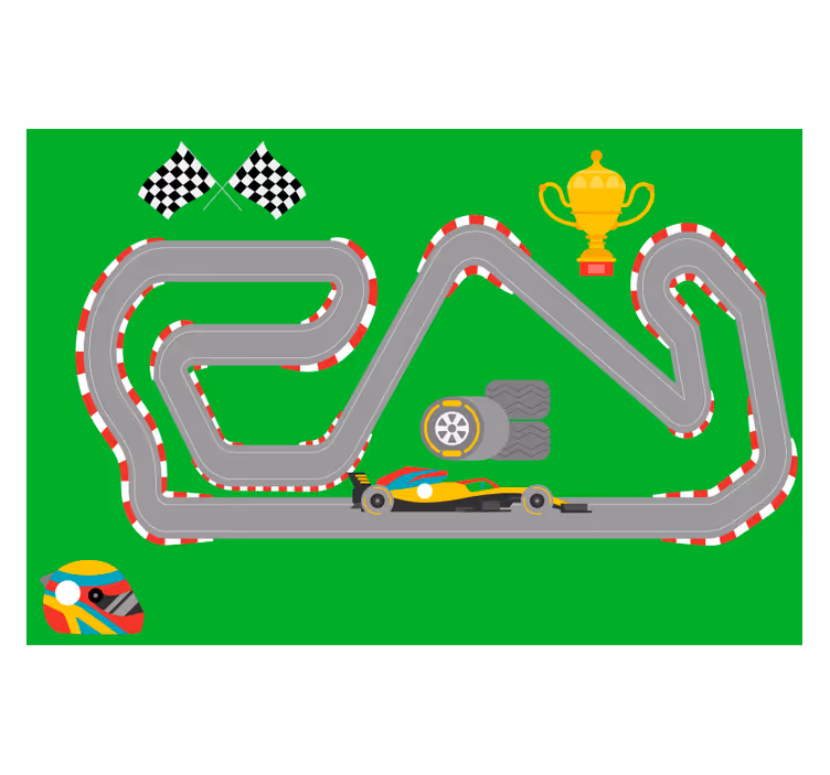 Store enrouleur pour chambre enfant tapis voitures de course - TenStickers